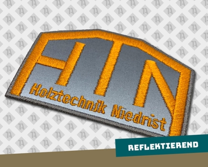 Patch Aufnäher gestickt mit gesticktem Rand reflektierend Firmen