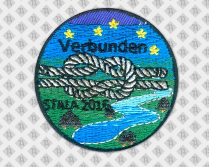 Gestickter runder Patch Aufnäher für Pfadfinder Seil Fluss verbunden