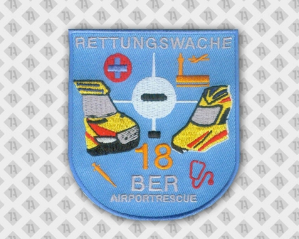 Gestickter Aufnäher Patch mit gesticktem Rand Wappenform Rettungsdienst Rettungsfahrzeuge