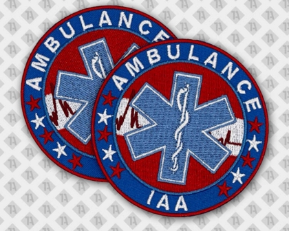 Runder Patch Aufnäher gestickt mit gesticktem Rand Ambulance Rettungsdienst
