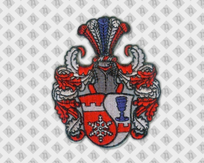 Aufnäher Patch Badge Abzeichen gestickt konturgeschnitten Wappen blau rot Vereine