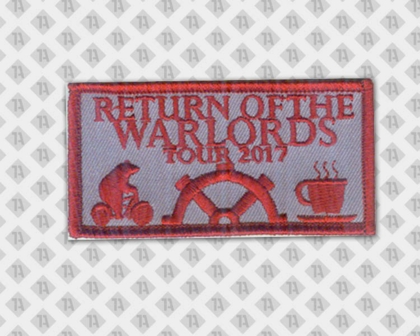 Patch Aufnäher Badge Abzeichen rechteckig gestickt mit Kettelrand rot Bär Tasse Vereine