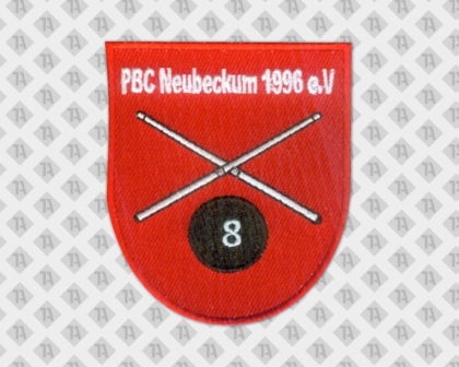 Gestickter Aufnäher Patch Abzeichen Badge mit Stickrand Wappenform Pool Billard Vereine