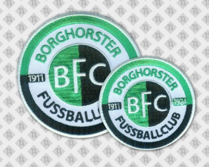 Runder gestickter Patch Aufnäher Abzeichen Badge mit Stickrand Fussballclub grün schwarz weiß Vereine