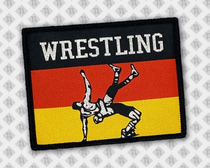 Eckiger Patch Aufnäher gewebt mit Kettelrand Wrestling Kampfkunst