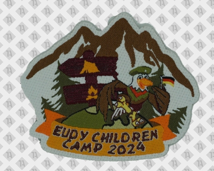 Pfadfinder Aufnäher EUDY Children Camp 2024 mit Adler und Gebirge