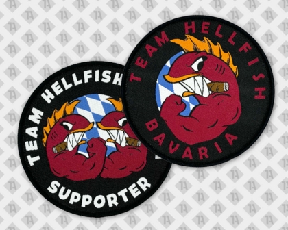 Runder Patch gewebt mit Kettelrand Bavaria Team Hellfish Vereine