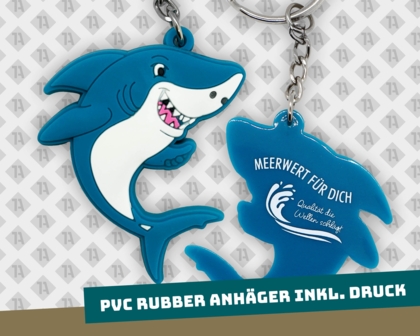 PVC Rubber Schlüsselanhänger Hai Rückseite bedruckt Allgemein