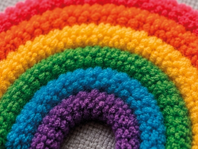 Ein kleiner Chenille-Regenbogen mit sechs Farben