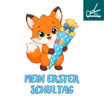 DTF / Textildruck / Bügelbild, Schultier Fuchs, 148x235 mm, für Baumwolle - Bild 1