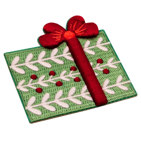 Aufnäher / Patch, gestickt, Geschenk mit Schleife - Bild 2