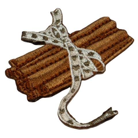 Aufnäher / Patch, gestickt, Zimtstangen mit Schleife, Bügelfläche, 48x50 mm - Bild 2