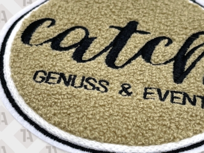 Chenille Aufnäher Patch verschiedene Farben mit Wunschmotiv Genuss und Event Firmen Gastro Veredelung