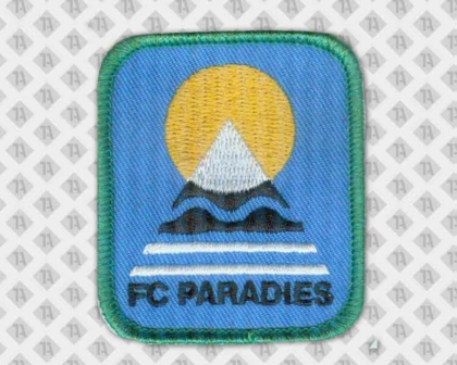 Gestickter Patch Aufnäher Badge Abzeichen mit Kettelrand grün Paradies Sonne Verein