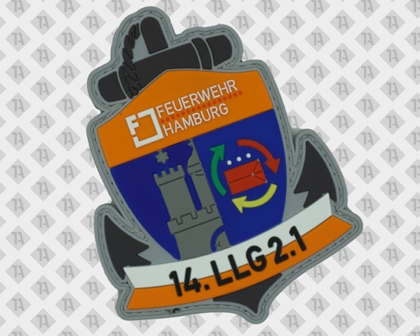 Feuerwehr Hamburg Patch 14. LLG2.1 mit Anker und Symbolen