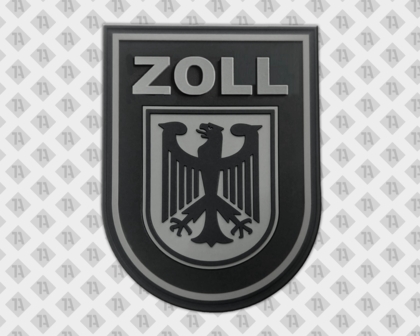 Rubber PVC Patch Aufnäher in Wappenform schwarz Zoll Polizei
