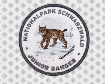 Patch Gedruckt+ Kettelrand Nationalpark Schwarzwald Luchs fotorealistischer Druck Junior Ranger Aufnäher Abzeichen