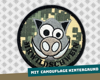 Gestickter runder Patch Aufnäher mit Kettelrand camouflage Wilschwein Allgemein