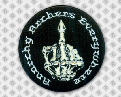 Runder gestickter Patch Aufnäher mit Stickrand schwarz weiß Biker