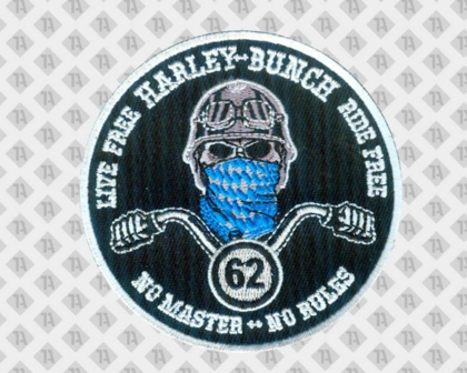 Runder Patch Aufnäher gestickt mit gesticktem Rand Harley Biker