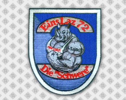 Gestickter Patch Aufnäher mit Stickrand Wappenform Nashorn Bundeswehr