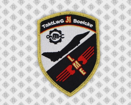 Wappen Patch Aufnäher gestickt mit Kettelrand in metallic gold Bundeswehr