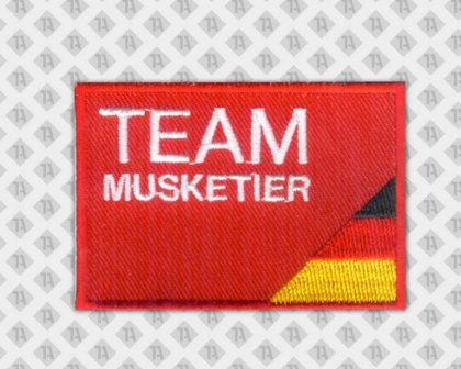 Gestickter Aufnäher Patch rechteckig mit Stickrand Firmen Team Musketier Deutschland