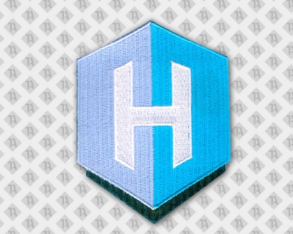 Gestickter Aufnäher Patch mit Stickrand blau Handwerk