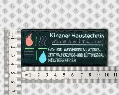 Gestickter Patch Aufnäher mit Kettelrand schwarz Haustechnik Handwerk