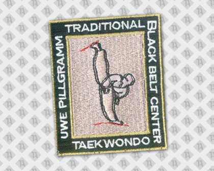 Patch Aufnäher gestickt rechteckig mit gesticktem Rand Taekwondo Kampfkunst