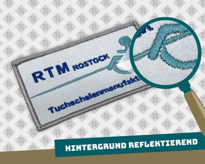 Gestickter Patch gestickt Kettelrand Hintergrund relfektierend Rollstuhl Gesundheitswesen Pflegepersonal