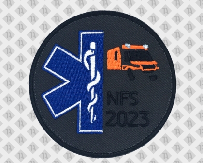 Patch Aufnäher gestickt rund mit Kettelrand NFS Rettungsdienst