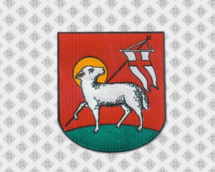 Gestickter Aufnäher Patch Badge Abzeichen in Wappenform Lamm Flagge Sonne Vereine