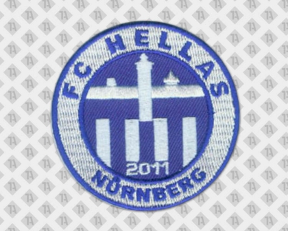 Runder gestickter Aufnäher Patch Badge Abzeichen blau weiß Hellas Griechenland Vereine