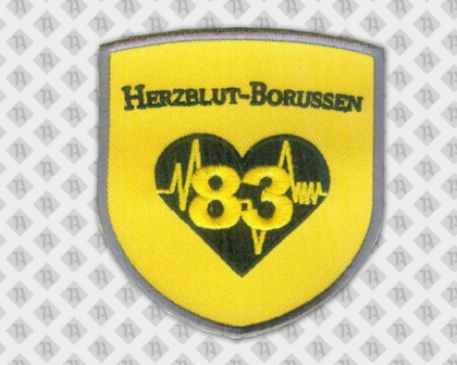 Patch Aufnäher Badge Abzeichen gestickt in Wappenform gelb schwarz Borussia Borussen Vereine