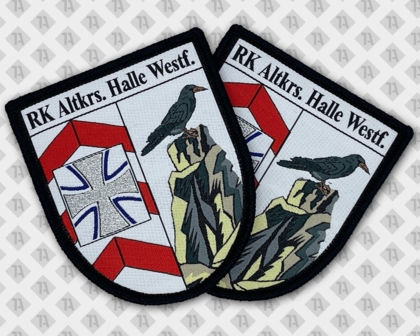 Konturgeschnittener gewebter Aufnäher Patch Kettelrand Bundeswehr bunt metallic