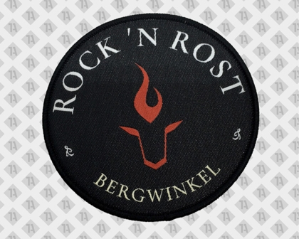 Runder Patch Aufnäher Abzeichen Badge gewebt mit Kettelrand Rock n Rost BBQ Barbeque Gastro Grillen Bergwinkel