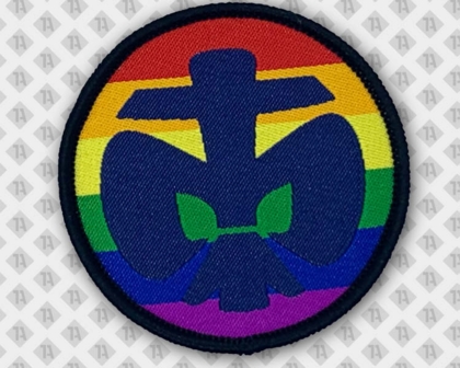 Runder Patch Aufnäher gewebt mit Kettelrand Regenbogen Pfadfinder