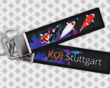 Gedruckter Schlüsselanhänger mit Kettelrand Fotorealistisch KOI Stuttgart Firmen