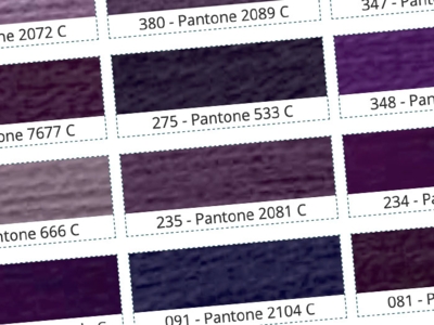 Farbmuster einiger Chenille-Farben die als Palette dargestellt sind