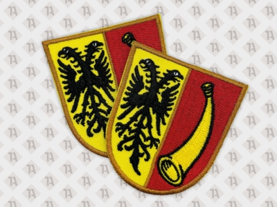 Wappen Patch Aufnäher gestickt mit gesticktem Rand Karneval