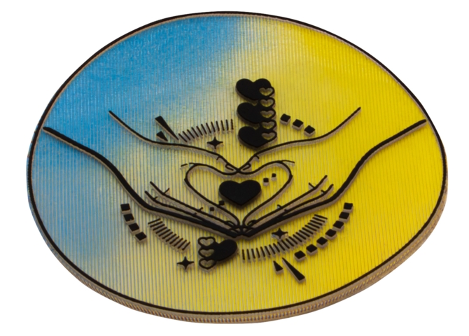 3D Applikation auf Trägerstoff, Herzhände, Holoeffekt - Bild 4