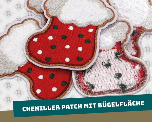 Chenille Aufnäher Patch gestickt Wunschmotiv Logo Bild zum aufbügeln