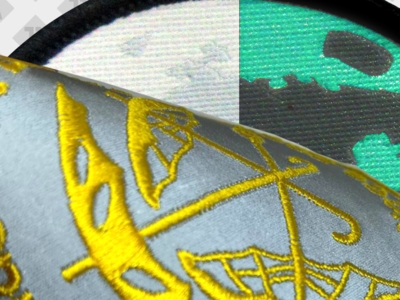 Aufnäher für Feuerwehr Patches mit reflektierendem Hintergrund Metallicgarn  Neongarn