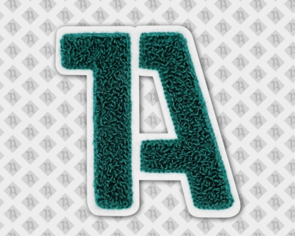 1A Patch Aufnäher Chenille grün weiß Firma Zahl Buchstabe