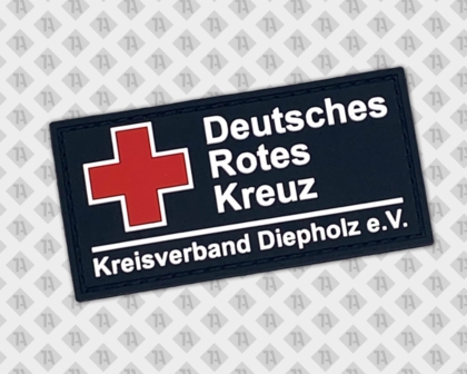 Rechteckiger Patch Aufnäher Rubber PVC Deutsches Rotes Kreuz Rettungsdienst