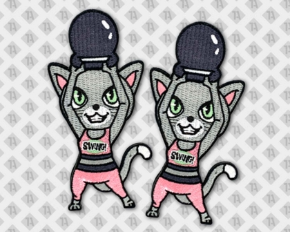 Patch Aufnäher gestickt Freiform Katze sportlich mit gesticktem Rand Allgemein