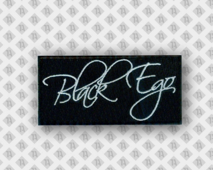 Patch Aufnäher gestickt mit Stickrand schwarz weiß Firma