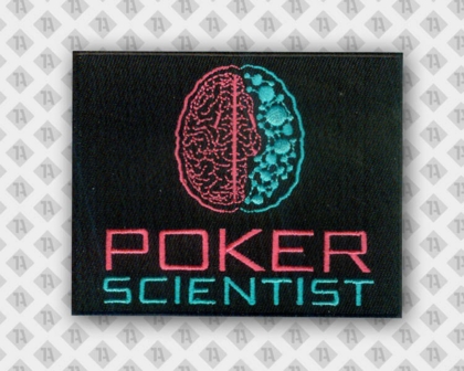Gestickter Patch Aufnäher rechteckig mit gesticktem Rand schwarz Poker Firma