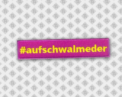 Gestickter rechteckiger Patch Aufnäher pink gelb Stadt Gemeinde